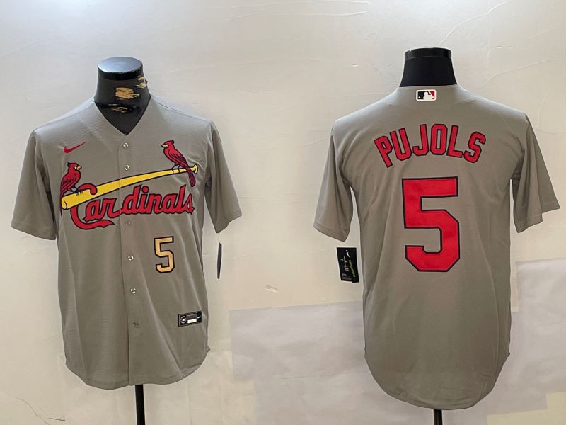 Men St.Louis Cardinals #5 Pujols Grey Game 2024 Nike MLB Jersey style 2